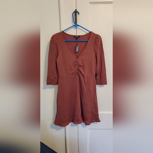 Express Mauve 3/4 Sleeve Dress - Picture 1 of 10